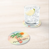 メリークリスマスパームツリーズワーウェカラー ラウンドペーパーコースター (インサイチュ)