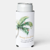 メリークリスマスパームツリーファミリーホリデースワッグ スリム缶クーラー (Seltzer正面)