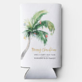 メリークリスマスパームツリーファミリーホリデースワッグ スリム缶クーラー (裏面)