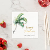 メリークリスマスパームツリーホリデーファミリー紙 スタンダードカクテルナプキン (インサイチュ)