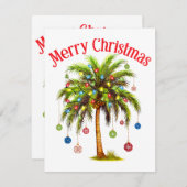 メリークリスマスパームツリーライトハワイアントロピカル エンクロージャーカード (正面/裏面)