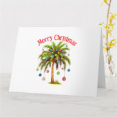 メリークリスマスパームツリーライトハワイアントロピカル カード (黄色い花)