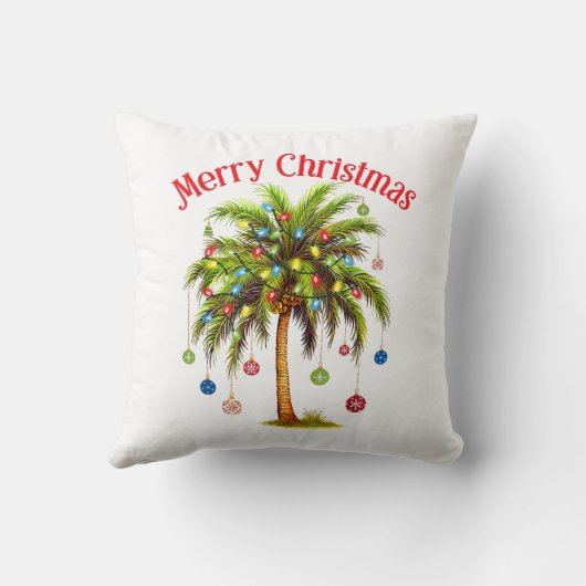 メリークリスマスパームツリーライトハワイアントロピカル クッション (裏面)