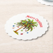 メリークリスマスパームツリーライトハワイアントロピカル ペーパーコースター (アングル)