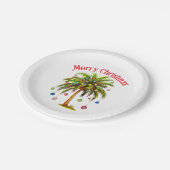 メリークリスマスパームツリーライトハワイアントロピカル ペーパープレート (アングル)