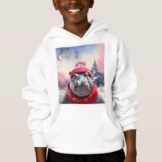 メリークリスマスヒッポサンタハットとスカーフ (正面)