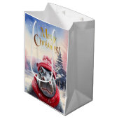 メリークリスマスヒッポサンタハットとスカーフ ミディアムペーパーバッグ (正面アングル)