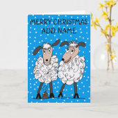 メリークリスマスヒツジ カード (黄色い花)