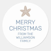 メリークリスマスヒトデミニマルィズファミリーホワイト ラウンドシール (正面)
