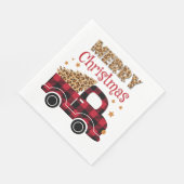 メリークリスマスヒョウとバッファローのプレイド スタンダードランチョンナプキン (角)