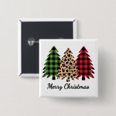 メリークリスマスヒョウと格子木の磁石 缶バッジ (正面&裏面)
