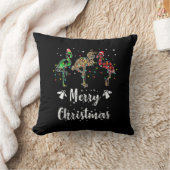 メリークリスマスヒョウ赤い緑の格子柄フラミンゴ クッション (ブランケット)