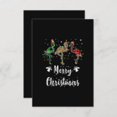 メリークリスマスヒョウ赤い緑の格子柄フラミンゴ 出欠カード (正面/裏面)