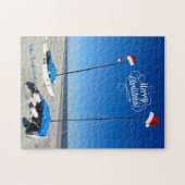 メリークリスマスヒルトンヘッドアイランドビーチ&ボーツ ジグソーパズル (横)