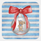 メリークリスマスヒルトンヘッドアイランドベアオーナメント スクエアシール (正面)