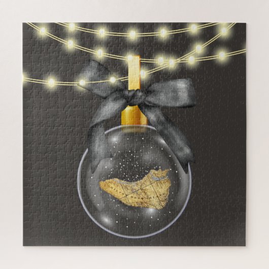 メリークリスマスヒルトンヘッドアイランドマップオーナメント ジグソーパズル (縦)