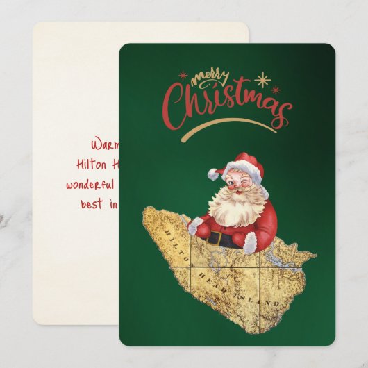 メリークリスマスヒルトンヘッドアイランドマップ（サンタ付き） シーズンカード (正面/裏面)