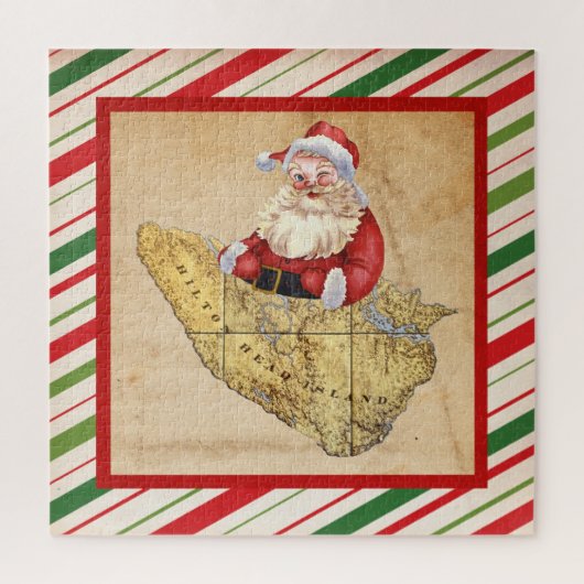 メリークリスマスヒルトンヘッドアイランドマップ（サンタ付き） ジグソーパズル (縦)