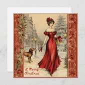 メリークリスマスビクトリアンレディイラストレーション シーズンカード (正面/裏面)
