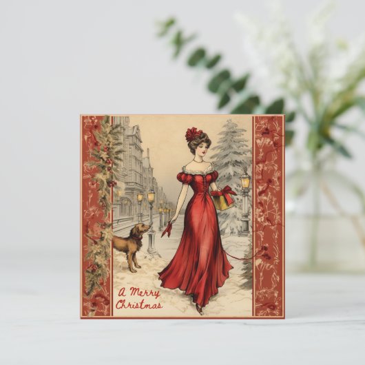 メリークリスマスビクトリアンレディイラストレーション シーズンカード (スタンド正面)