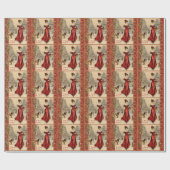 メリークリスマスビクトリアンレディイラストレーション ラッピングペーパー (フラット)