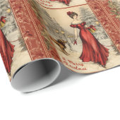 メリークリスマスビクトリアンレディイラストレーション ラッピングペーパー (ロールコーナー)