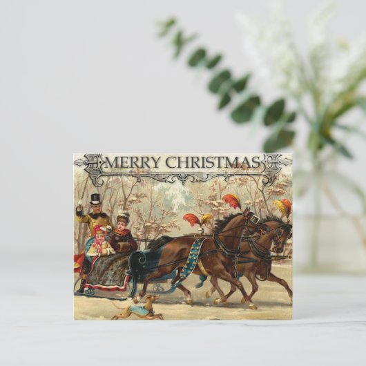 メリークリスマスビクトリアン家族馬車 シーズンポストカード (スタンド正面)