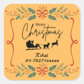 メリークリスマスビジネスパーソナライズされたステッカー スクエアシール (正面)