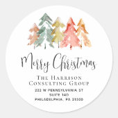 メリークリスマスビジネスホリデー差出人住所 ラウンドシール (正面)