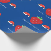 メリークリスマスビッグレッドストロベリー&サンタハッツ ラッピングペーパー (角)