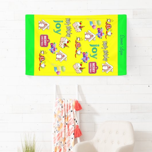 メリークリスマスビニールハッピーバースデー 横断幕 (インサイチュ)