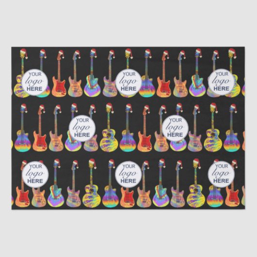 メリークリスマスビパーソナライズされたジネスロゴギター 薄葉紙 (正面)