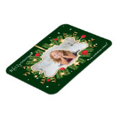 メリークリスマスビューティフルグリーン金ゴールドフォトリース マグネット (左側)