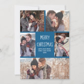 メリークリスマスビューティフルブルーフォトコラージュかわいい シーズンカード (正面)