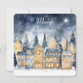 メリークリスマスビレッジスターファミリーフォト名 カード (正面)