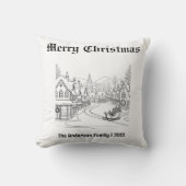 メリークリスマスビレッジスノーシーンカスタムホリデーホテル クッション (正面)