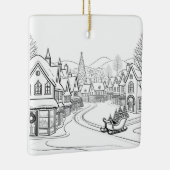 メリークリスマスビレッジスノーシーンパーソナライズされた セラミックオーナメント (右)