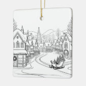 メリークリスマスビレッジスノーシーンパーソナライズされた セラミックオーナメント (左)