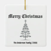 メリークリスマスビレッジスノーシーンパーソナライズされた セラミックオーナメント (裏面)