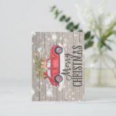 メリークリスマスビンテ素朴ージカープレゼントツリー ポストカード (スタンド正面)