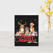 メリークリスマスビーグルドッグサンタトナディアライトXm カード (黄色い花)