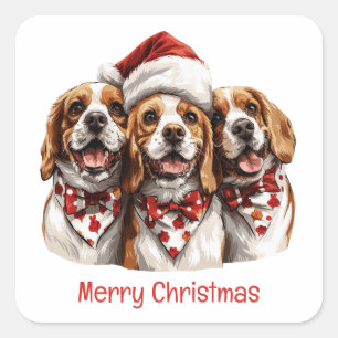 メリークリスマスビーグル犬 スクエアシール