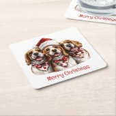 メリークリスマスビーグル犬 スクエアペーパーコースター (アングル)