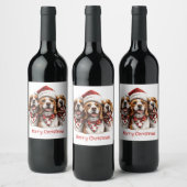 メリークリスマスビーグル犬 ワインラベル (ボトル)