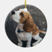 メリークリスマスビーグル |犬の写真の追加 セラミックオーナメント (裏面)