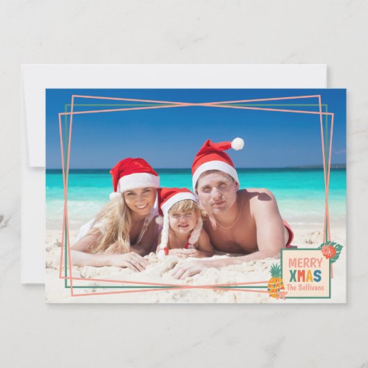 メリークリスマスビーチとパイナップル&フラワー シーズンカード (正面)