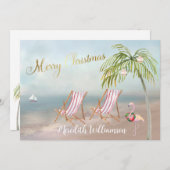 メリークリスマスビーチフラミンゴバジェット シーズンカード (正面/裏面)