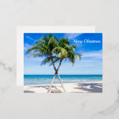 メリークリスマスビーチヤシの木 箔シーズンポストカード (正面/裏面)