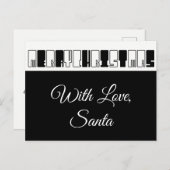 メリークリスマスピアノキーズタイポグラフィ白黒 シーズンポストカード (正面/裏面)