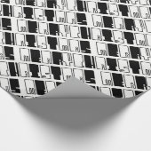 メリークリスマスピアノ鍵タイポグラフィ白黒 ラッピングペーパー (角)